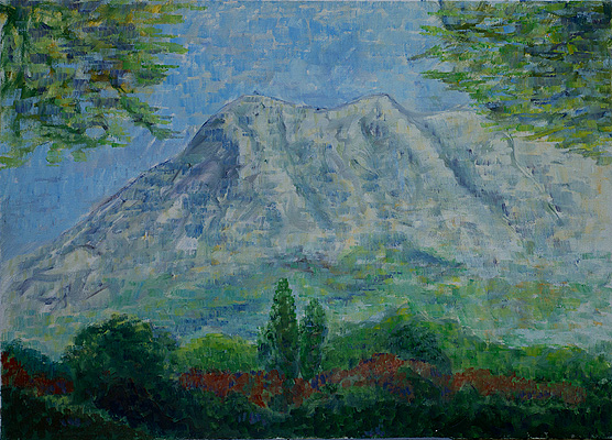 berg sainte victoire schilderij geschilderd met acrylverf