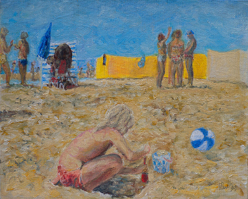 strand bij Bergen aan Zee schilderij